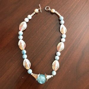 Sea glass and silver necklace